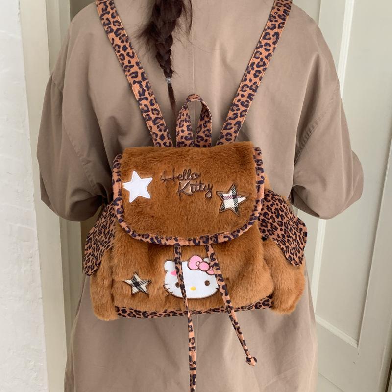 Children'S Backpack Cartoon Cute Kitten Boys And Girls Backpack Autumn And Winter Plush Baby Schoolbag
