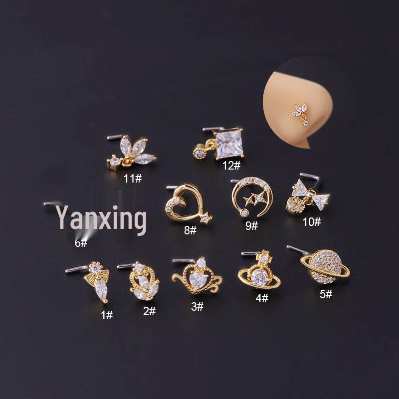 

20G Титановая сталь Микро-паве Сердце Циркон Пирсинг для носа Ювелирные изделия 8