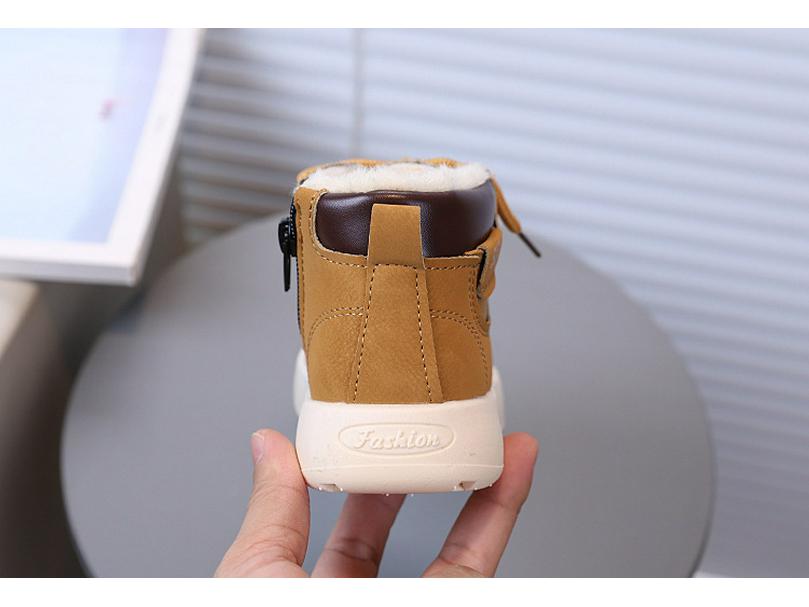 Leichte Retro Unisex Kinder Stiefel mit dicker Sohle aus gelbem Leder, Herbst 2025 Kollektion