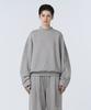 Teulimingbeodeu Cut-Out Patch Mock Neck Sweatshirt [ Melange Gray ]