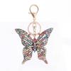 European & American Style Butterfly Keychain Pendant with Color Diamond Inlay