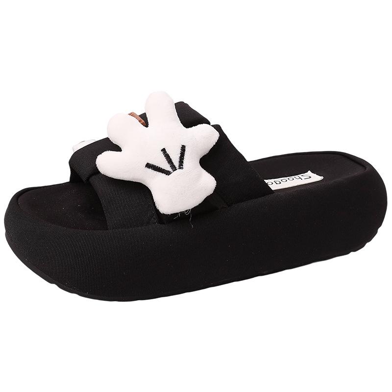 Schattige Mickey dikke zool strand coole slippers 2025 zomer nieuwe mode veelzijdige casual cartoon een-band slippers dames