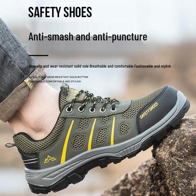 Pantofi de protecție joasă pentru bărbați cu bombeu din oțel: Anti-lovire, Anti-perforare, Respirabil, Rezistent la uzură pentru șantiere.