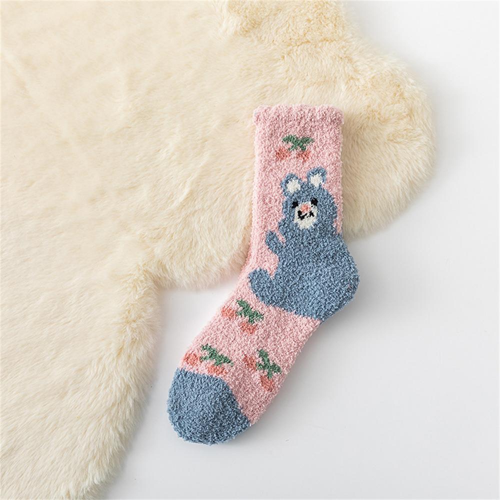 New Warm Winter Women's Cute Rabbit Panda Bear Plush Coral Fleece Socks Thick Sleeping Floor Bed Sokken Xmas Gift Dropship
