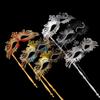 Womens Mardi Gras Phoenix Tail Flower Masquerade Mask with Holding Stick Halloween Costume Mask
