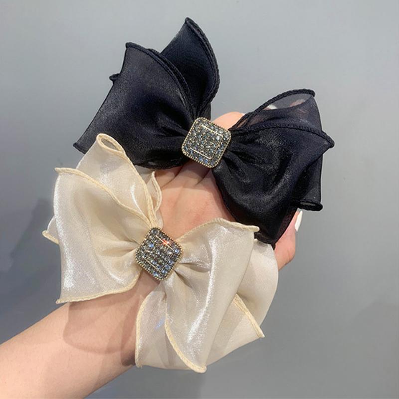 Big Bow Hair Tie Ponytail Hairband Exquisite Diamond Women Girl Pretty Elastic Hair Ring Headdress Accessories Versatile