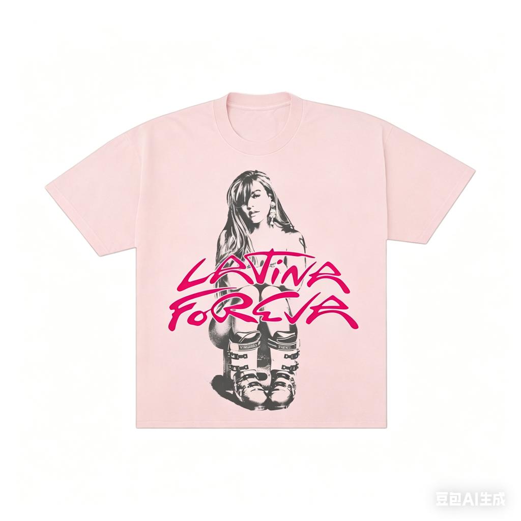 Karol G LATINA FOREVA Camiseta de Esquí UNISEX y para Mujer Verano Algodón Ropa Casual Moda Cuello Redondo Manga Corta Top Streetwear
