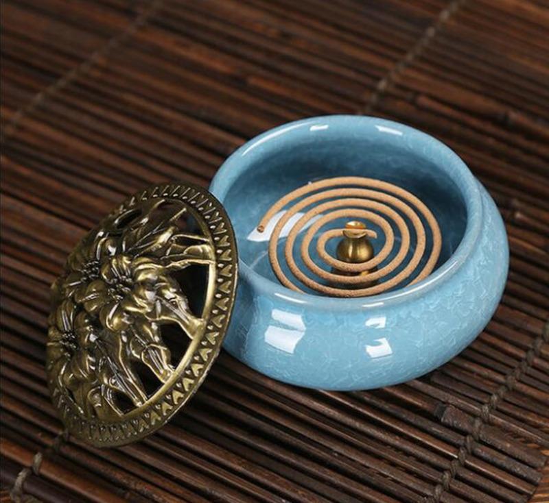 Ceramic Incense Burners Portable Porcelain Censer Buddhism Incense Holder Home Tea House Yoga Studio 20pcs Incense Gift