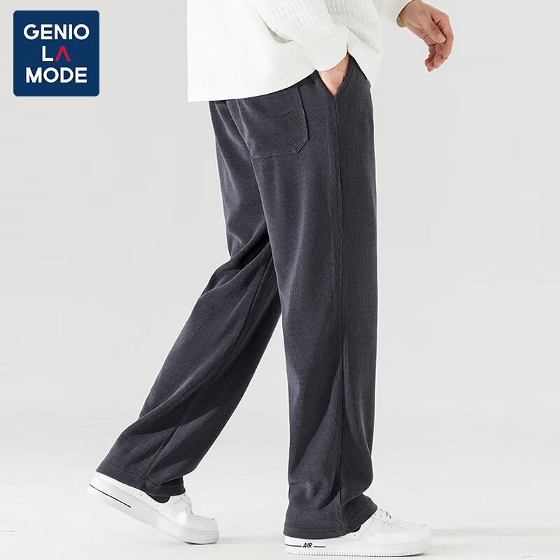 GENIOLAMODE Men's Fleece-Lined Corduroy Straight-Leg Casual Pants
