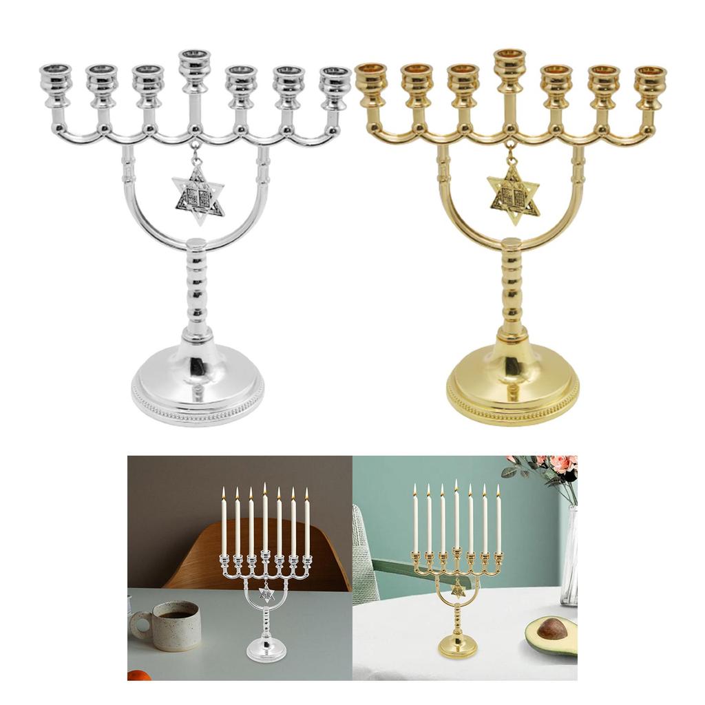 Menorá de Hanukkah Portavelas Geométrico Tradicional Candelabro para Sala de Estar Banquete de Aniversario Decoración de Fiesta de Bodas