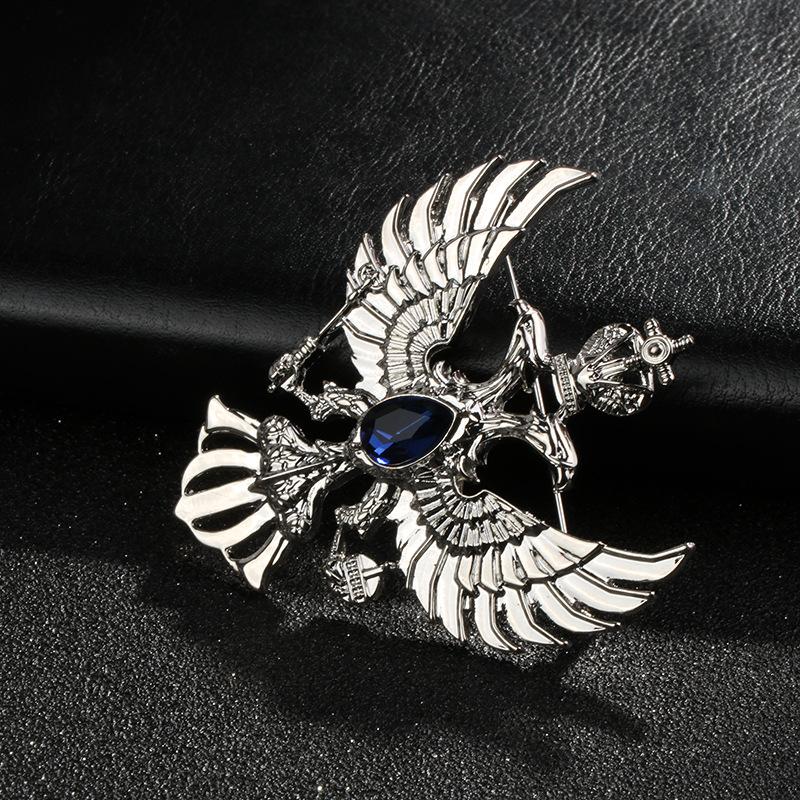 Retro Double-headed Eagle Russian National Emblem Brooches Antique Gold Color Crystal Badge Lapel Pin Women Men Clothes Suit Jewelry Clips