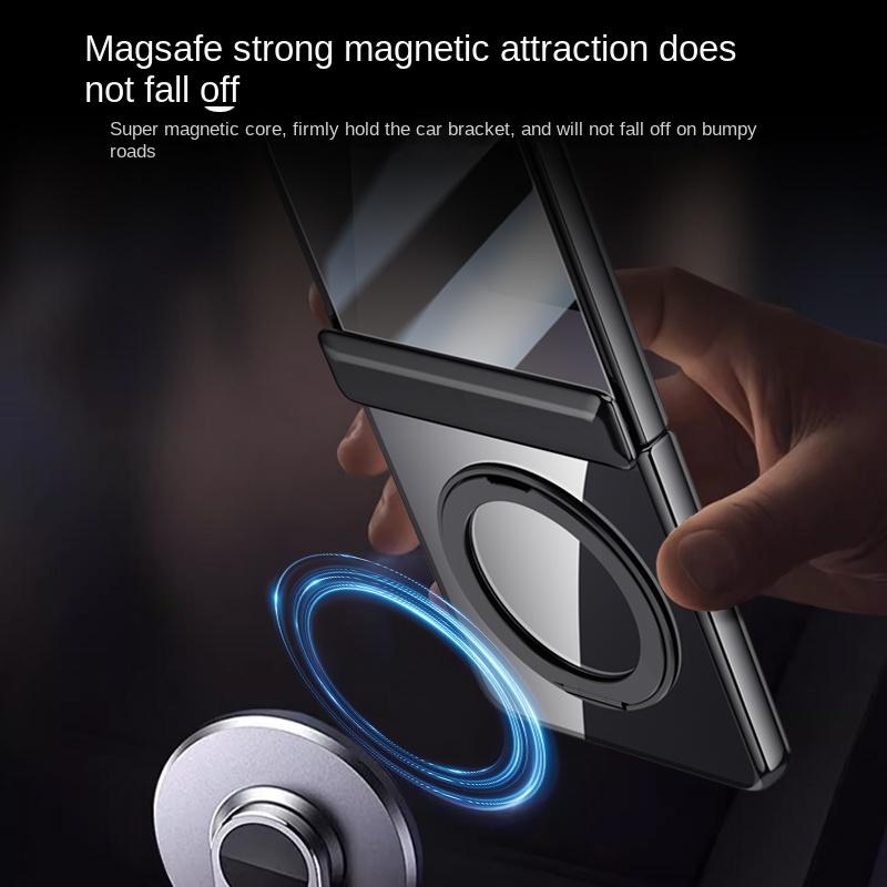 For Samsung Galaxy Z Filp 7 360° Swivel Alloy Bracket Magnetic & Bracket & Ring 3-in-1 Tempered Glass Film Anti-Drop Phone Case