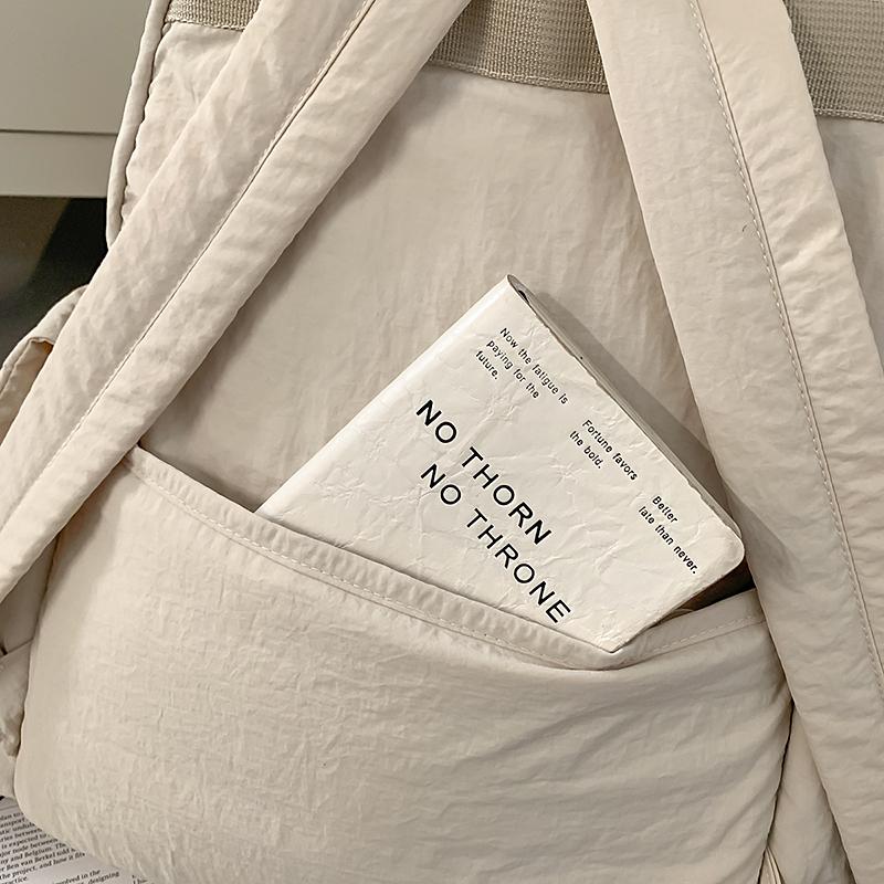 Solid Color Backpack Student Schoolbag Water-repellent Commuter Backpack