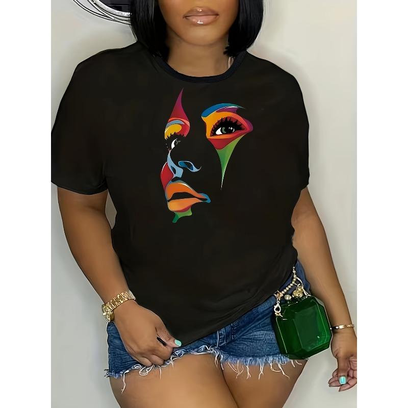Plus Size - Abstract Oversized Printed Women S T-Shirt S