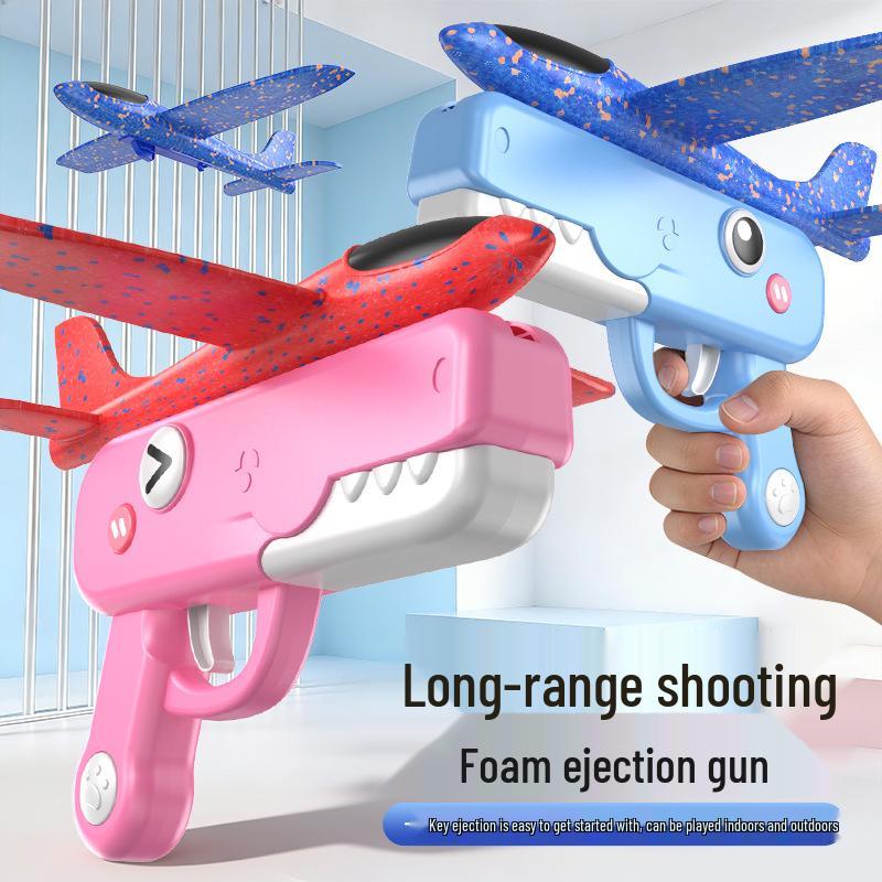 Dinosaur-Themed Foam Dart Launcher & Hand-Throw Glider - Durable Outdoor Toy for Kids 2026