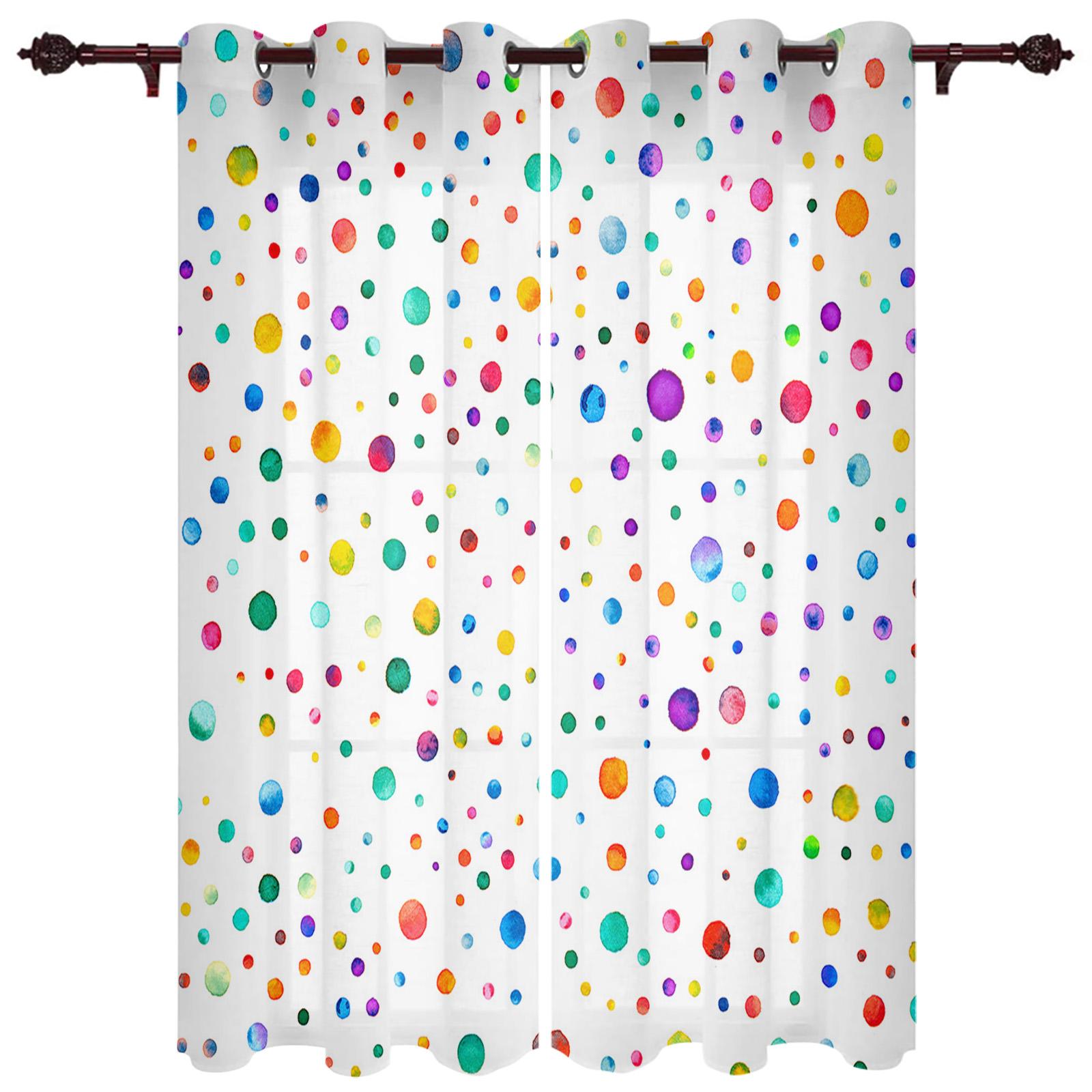 Занавеска для окна в фермерском стиле с акварельными точками и градиентом цвета морской — фото 17