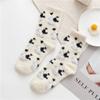 Autumn and Winter Fleece Mink Fleece Socks Women's Warm Thickened Cow Spot Home Floor Socks Postpartum Socks