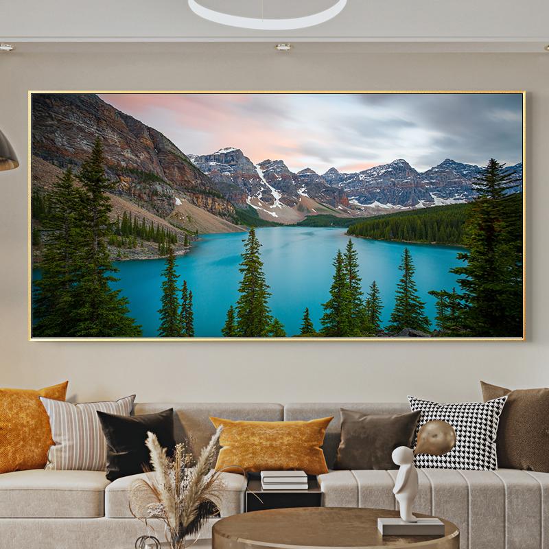 Canvas Painting Lake with Mountain Forest Landscape Giclee Posters Prints for Living Room Wall Decor
