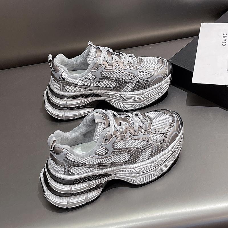 Mode 2024 Hochwertige Einfarbige Sneaker für Damen Outdoor Lässig Bequem Plateau-Trainer Schnürschuh Dicke Sohle Damenschuhe