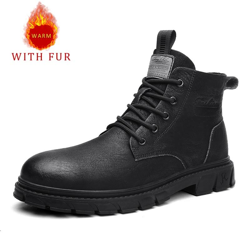 

Теплая осенне-зимняя мужская обувь Классический минималистичный стиль Досуг Бизнес Офис Улица черные взрослые короткие ботинки 45