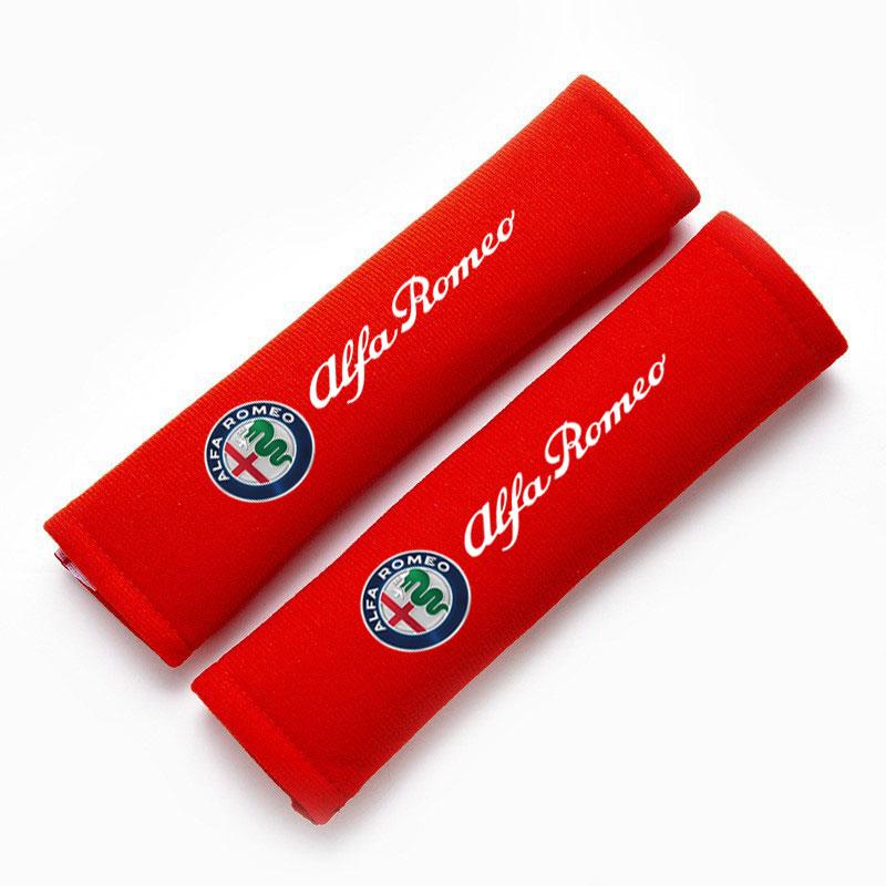 Car Seat Belt Cover Leather Seatbelt Shoulder Strap Protector Pads For Alfa Romeo Giulia Stelvio Giulietta 159 147 156 166