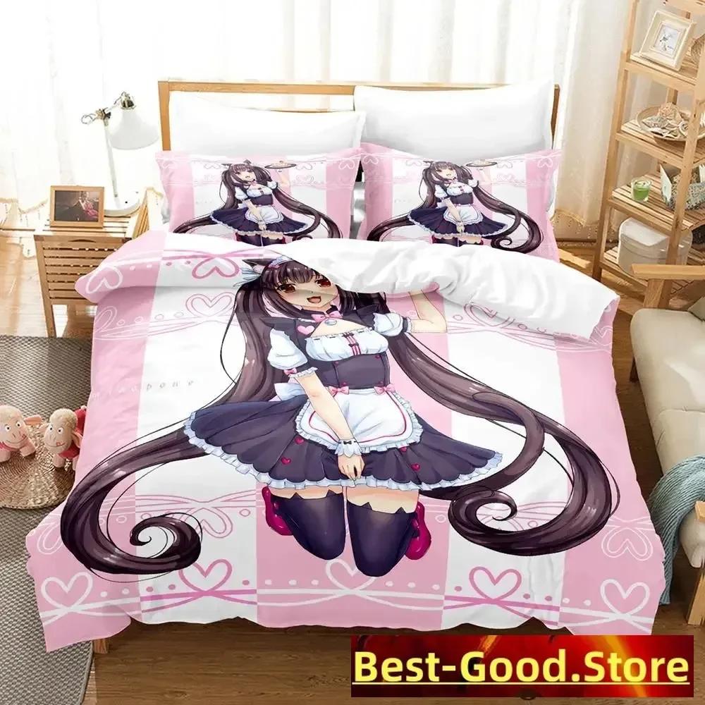 Nekopara Bedding Set Single Twin Full Queen King Size Bed Set Aldult Kid Bedroom Duvetcover Sets Anime Parure De Lit Bed