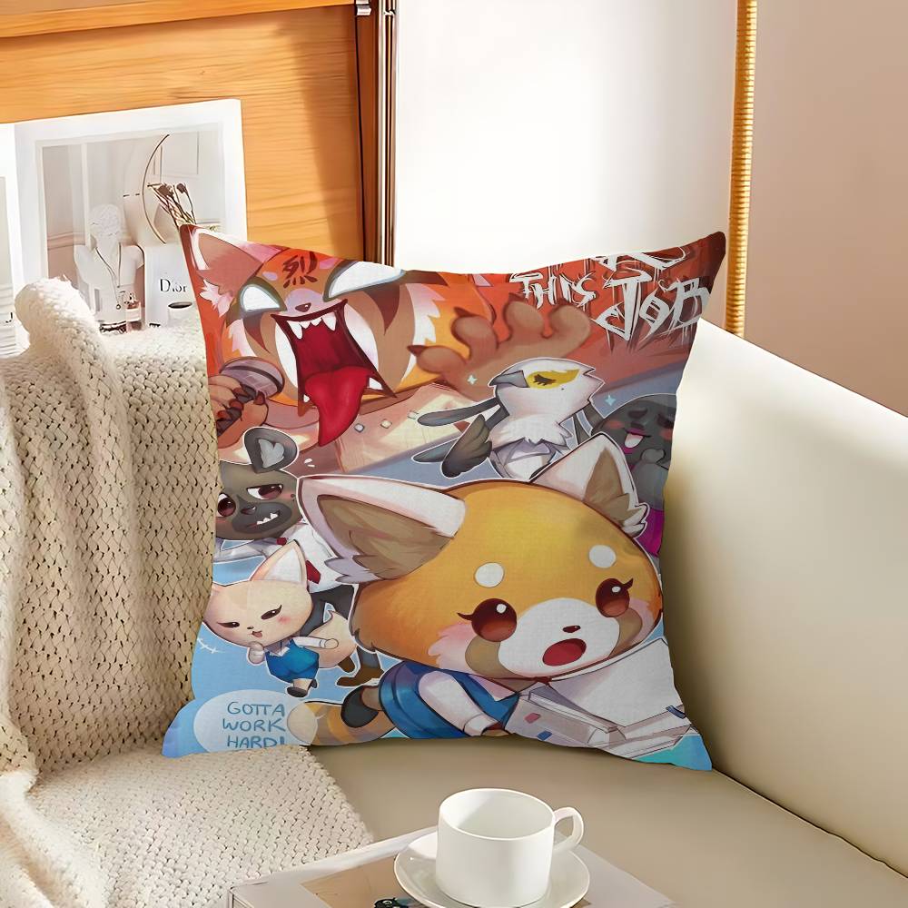 

Aggretsuko Anime-Rock Pillowcase toon Gift Cushion Cover Bedroom Home Sofa Chair Seat Decor pillow case 12x12Inch