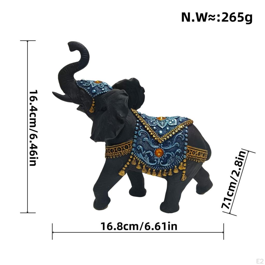 Elephant Statue Animal Art Sculpture Decoration Good Luck for Cabinet Bedroom Desktop