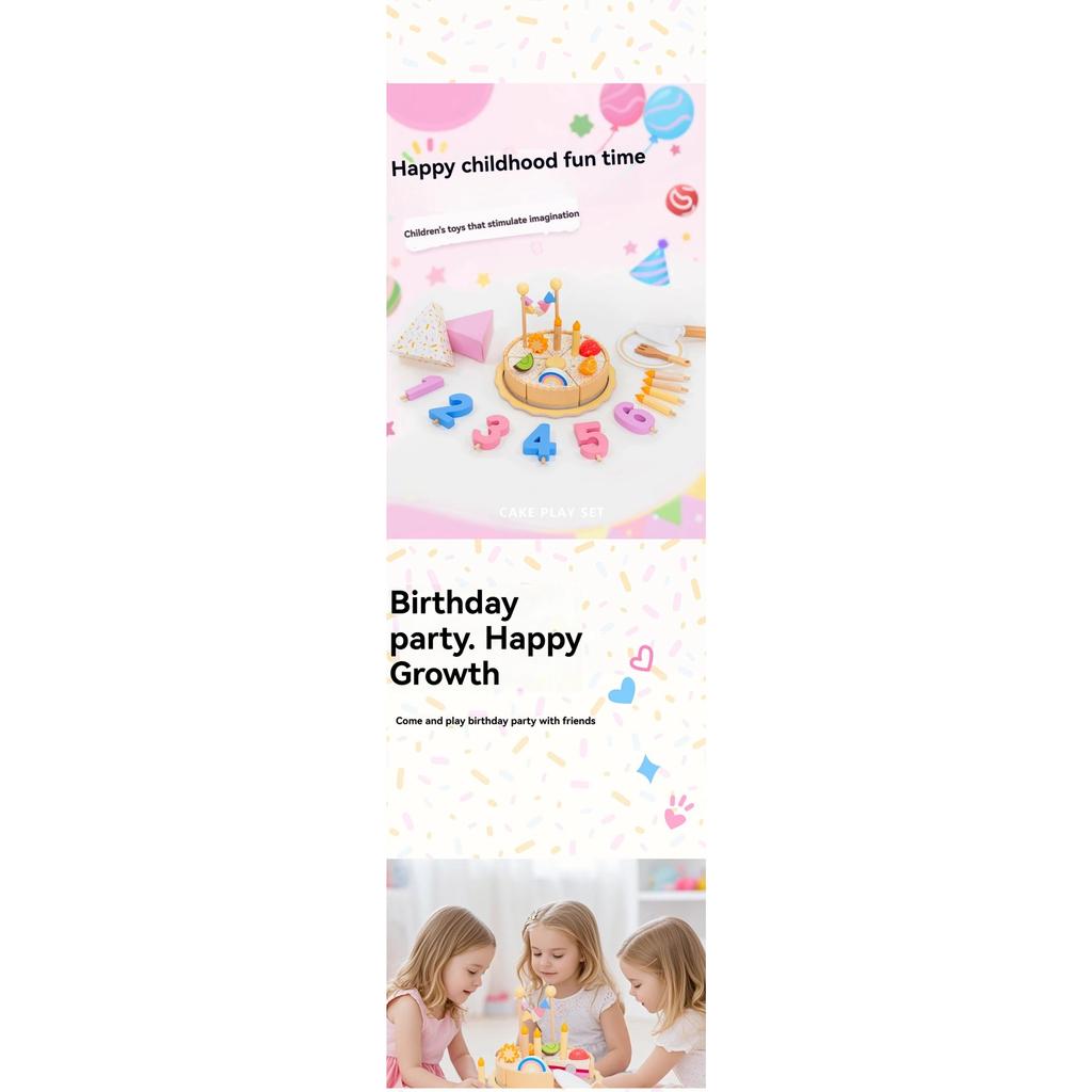 Children's Simulation Wooden Birthday Cake Toys Pretend Play Cutting Food Game Children Role Play Toy Gifts for Boy Girl