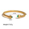 Yori Natural Stone Blue Turquoise Stainless Steel Ribbed Bracelet 18K Gold Plated Gift 2025 Gold PVD Plated Jewelry