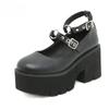 Gothic Chunky Platform Shoes Women Buckle Strap Thick High Heels Mary Janes Pumps Girls Black Lolita Cosplay Shoes Size 42 43