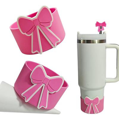 Bow Decorative Silicone Cup Bottom Sleeve 40oz 30oz Tumbler Protective Cover Portable Water Bottle Cushion Cup Accessories