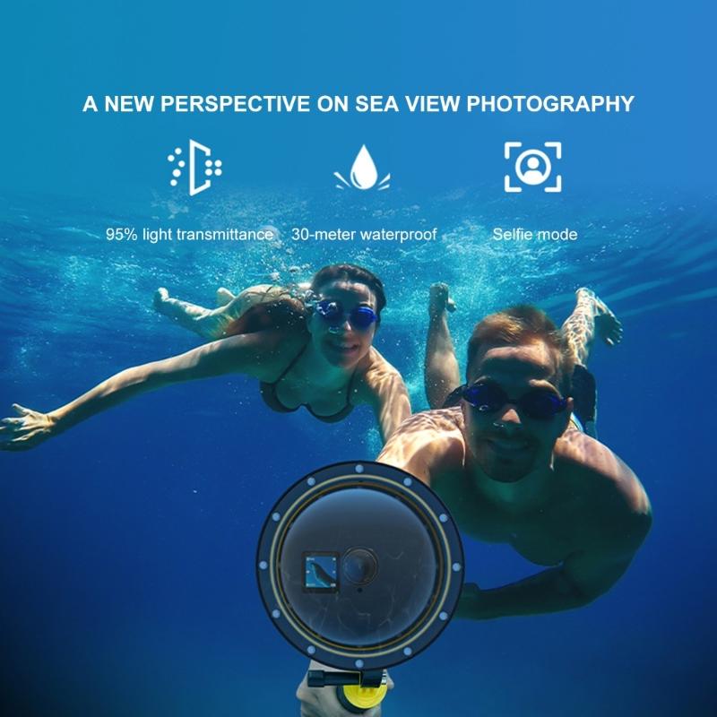 Underwater Split Level Dome Port For Action5/4/3 Cameras Waterproof Case with Floating Grip 30M Depth Protections