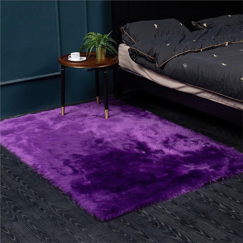 Nordic Style Plush Living Room Carpet - Cute Full Coverage Imitation Wool Rug for Bedroom & Sofa Area.
