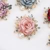 Broche para mujer con forma de hoja de rosa en 3D, con perlas de imitación y diamantes de imitación, para solapa, cuello, bolso, bufanda, sombrero, broche decorativo, joyería para fiesta de graduación.