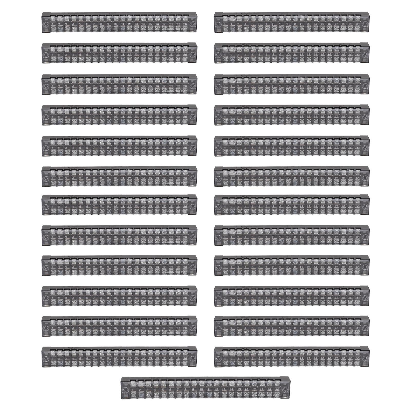 

25 шт. Клемна колодка TB‑1520L Дворядна гвинтова клемна колодка 600 В 15 A 20-позиційна клема живлення