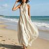 Women Summer Halter Neck Maxi Dress Casual Sleeveless A-line Long Dress Casual Beach Vacation Flowy Sundress