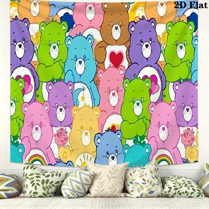 Cartoon Care bears Wall Tapestry Aesthetic Wall Hanging Printed Fabric Blanket Decorative Tapestries for Bedroom Living Room Home Decor