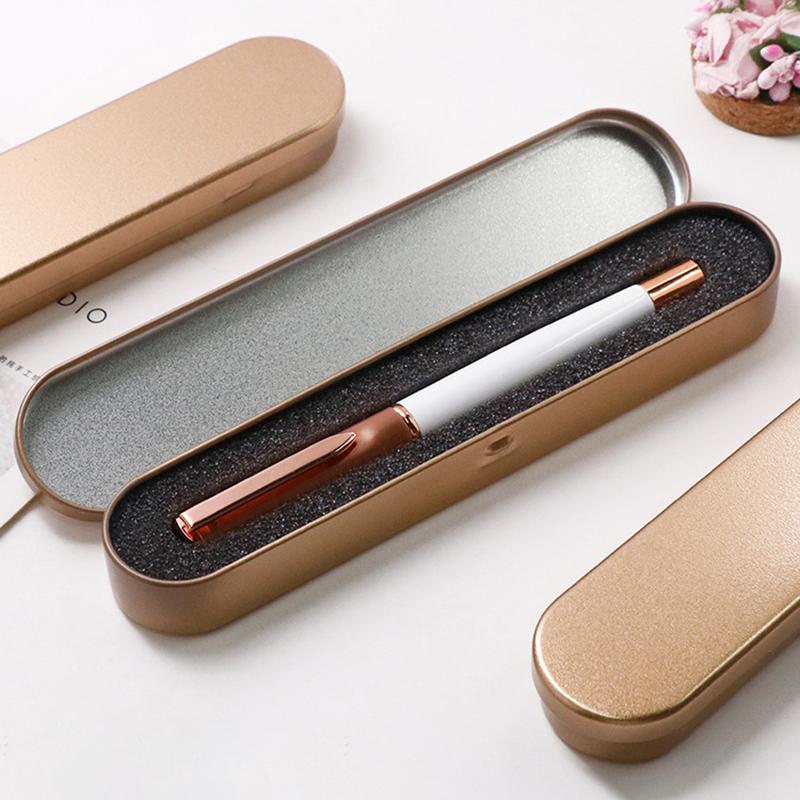 17X2Cm Black Metal Pen Box High Quality Protection Box For Fountain Pen Pencils Stationery Gift Box Office School Supplies