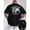 Mărimi Europene Tricou cu Mânecă Scurtă pentru Bărbați cu Model Bulldog Englezesc, Imprimeu Mare pe Spate și Design cu Logo pe Piept, Potrivit pentru Îmbrăcăminte Casual a Iubitorilor de Animale de Companie