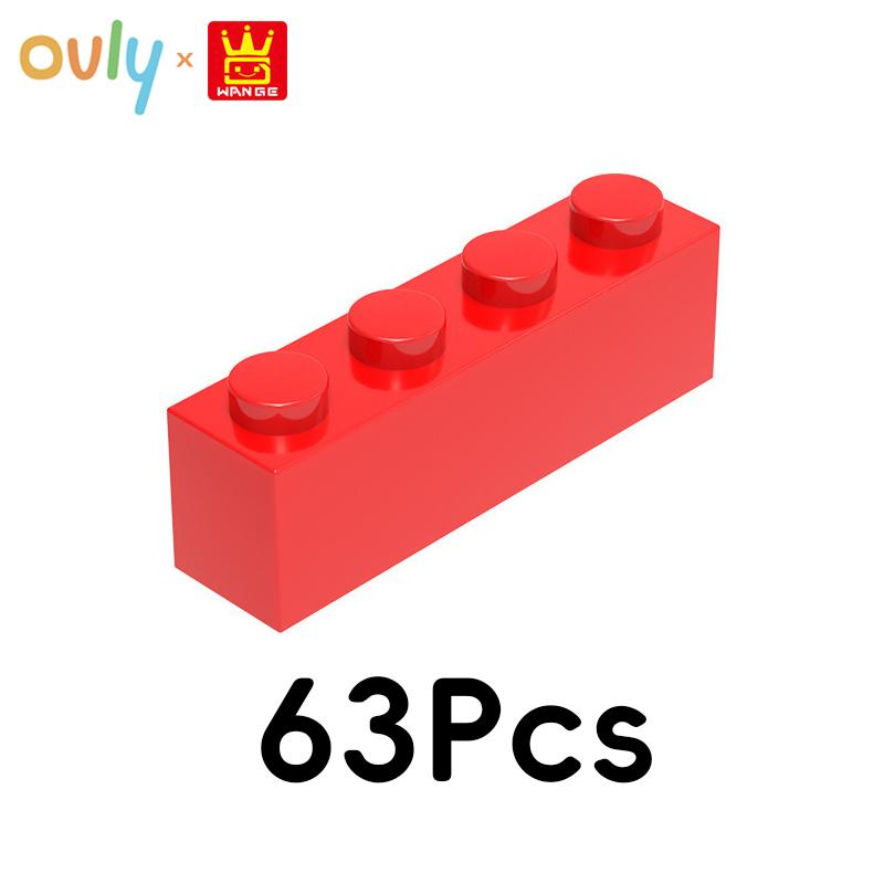 WANGE 4*1 Byggklossar 63 st Nr 3010 Små Kompatibla Klossar 4-Håls Höga Element Tillbehör MOC DIY Lös Vikt Barnleksak