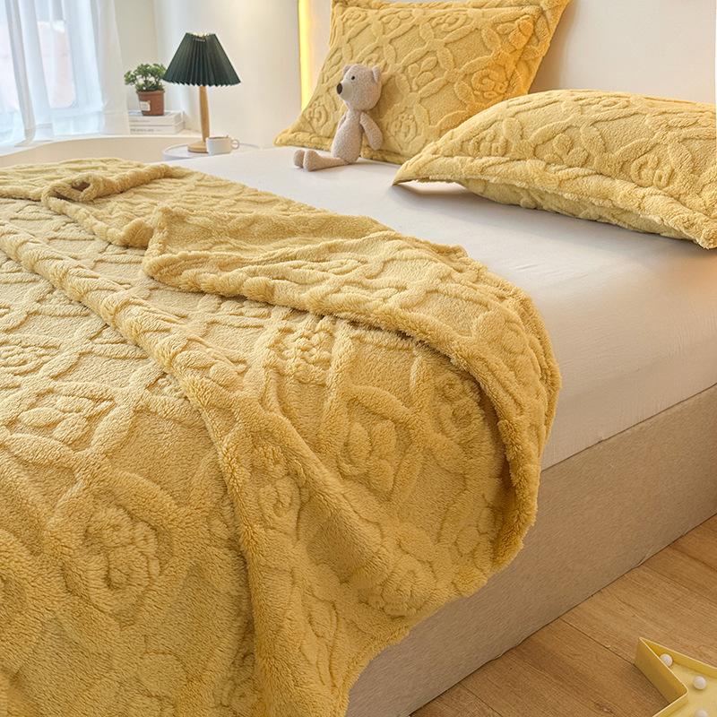 2025Ny Varm Taft Myk Fortykket Korallfleece Teppe Kasteteppe