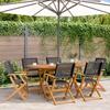 VidaXL Folding Garden Chairs Set of 6 Black Poly Rattan Solid Wood, Garden Seat, Patio Chair, Dining Chair of 3214557