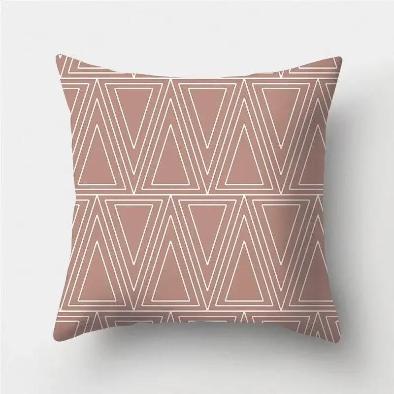 Brown Geometric Stripe Printed Pattern Polyester Cushion Cover for Home Living Room Sofa Decoration Throw Pillow Pillowcase