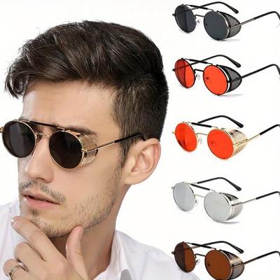 Round Steampunk Sunglasses Men Women Fashion Gothic Round Alloy Metal Glasses Punk Goggles Retro Vintage Sunglasses UV400