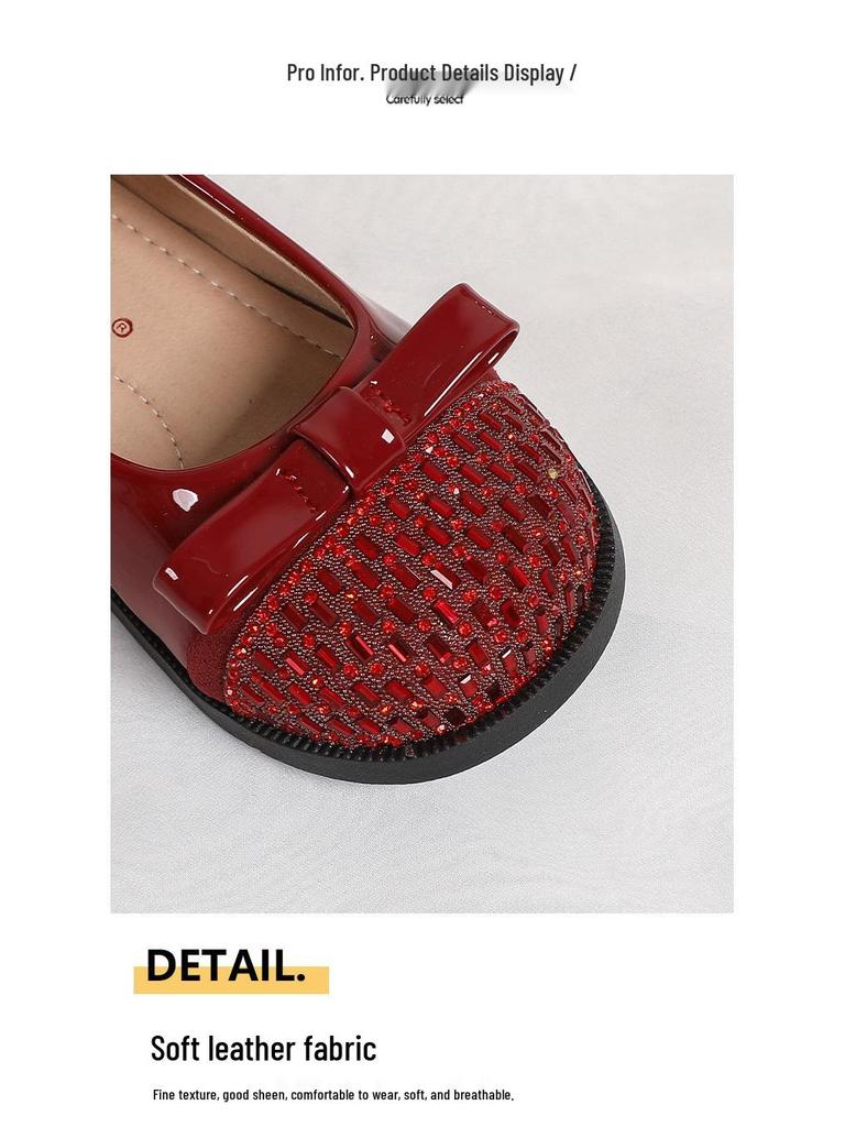 2026 Spring New Arrival: Girls' Crystal Princess Dress Shoes - Formal, Leather, Perfect for Performances