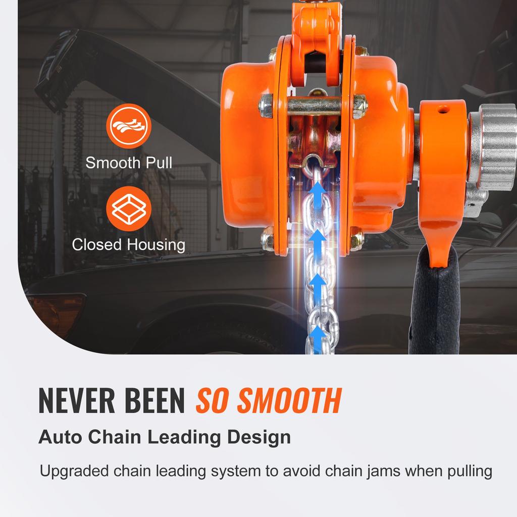 VEVOR Manual Lever Chain Hoist, 1/2 Ton 499.5 Kg Capacity 1.5m Come Along, G80 Galvanized Carbon Steel with Weston Double-Pawl Brake