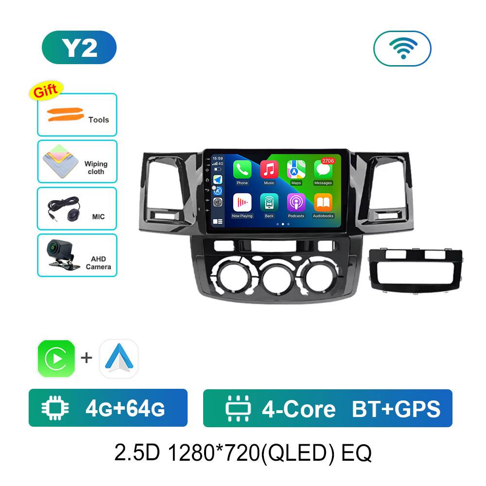 GPS Navigation Android 14 for Toyota Fortuner Hilux Revo Vivo 2007 - 2015 Car Video Multimedia Player Split Screen 4G Bluetooth