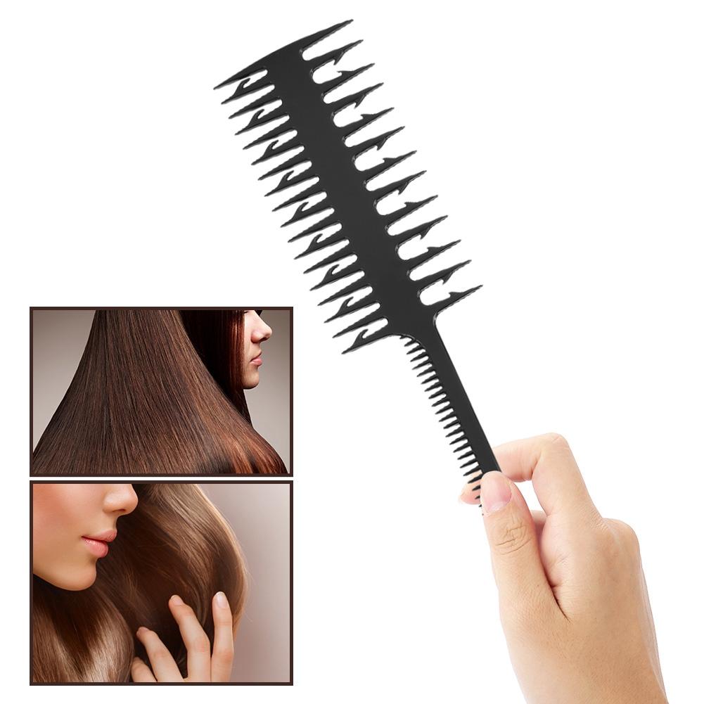 Double Sided Wide Fine Tooth Highlighting Comb Professional Piece Strip Dyed Hair Comb Black
