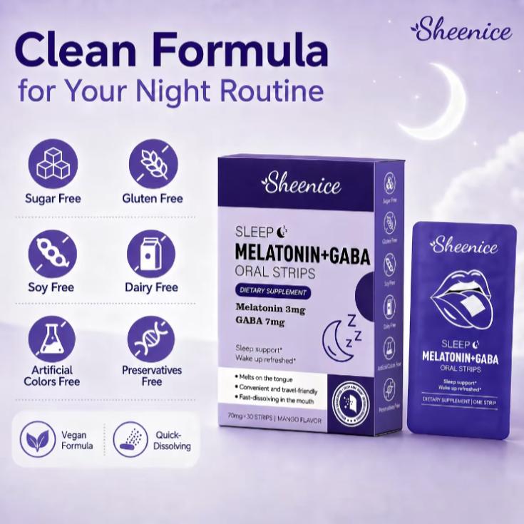 Sleep Quick Melt Strips| Dissolvable SleepSupport Supplement I Melatonin 3mg +GABA 7mg I Vegan, Sugar-Free, Mango Flavor30 Strips